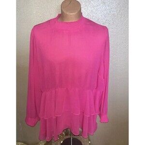 Pink Torrid Crinkle Chiffon Smock Neck Ruffle Tiered Top Plus Size 4 4X 26 NWT